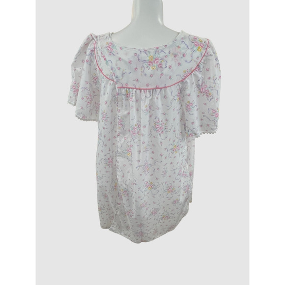 Vintage 70s Lingerie by Dixie Belle White Floral Night Gown with Pockets NWT - Picture 5 of 7